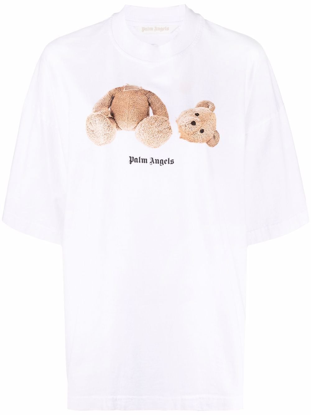 Shop Palm Angels Broken Bear Cotton T-shirt In White Brown