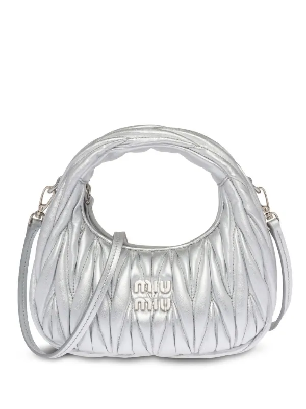 Miu Miu Matelassé Shoulder Bag - Silver