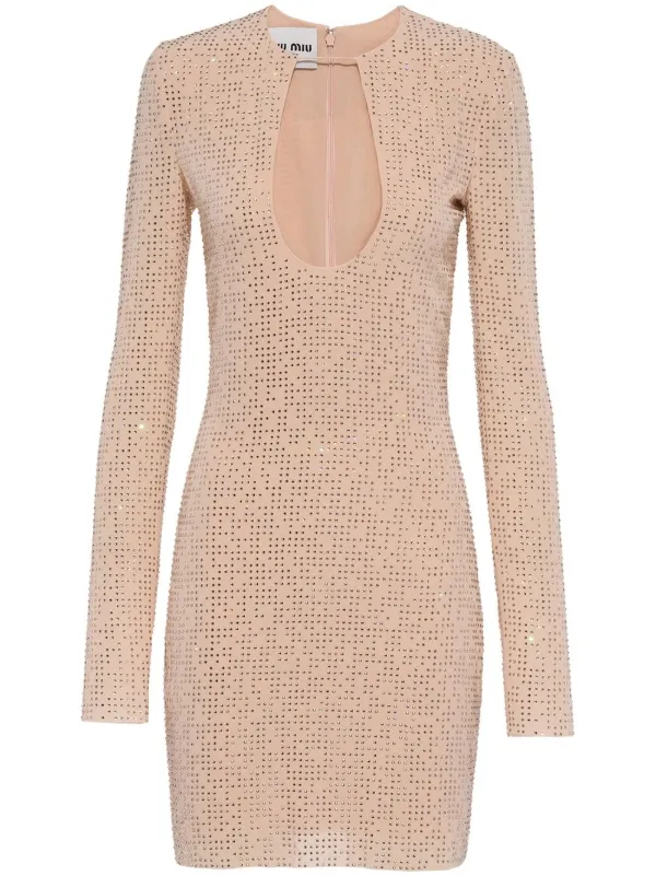 Miu Miu Embroidered Georgette Mini Dress - Farfetch