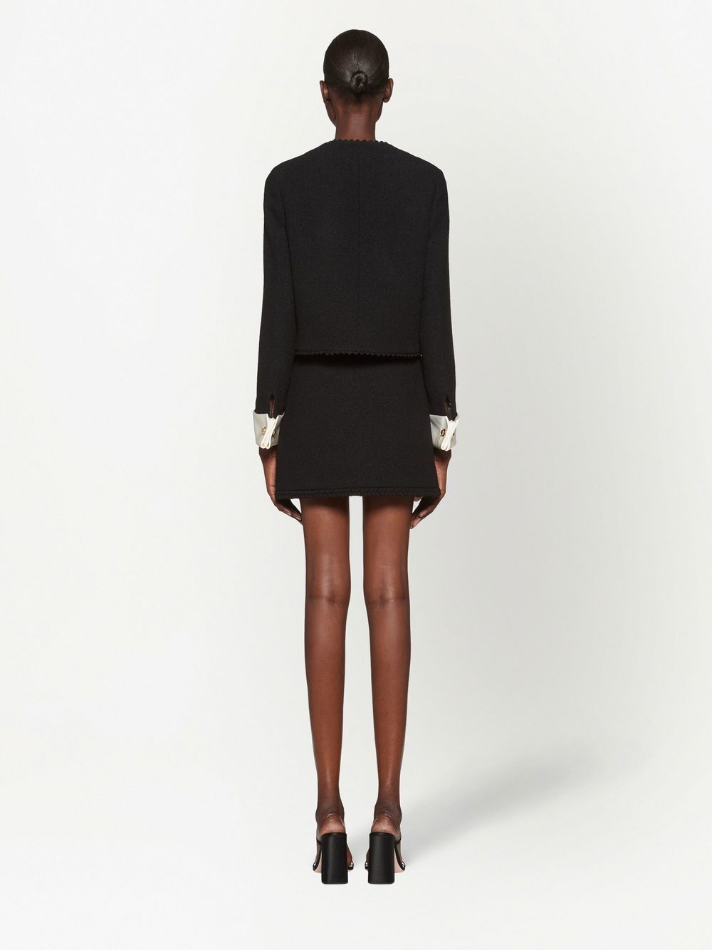 Shop Miu Miu Bouclé Mini Skirt In Black