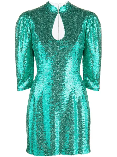 Masterpeace sequinned keyhole-neck minidress