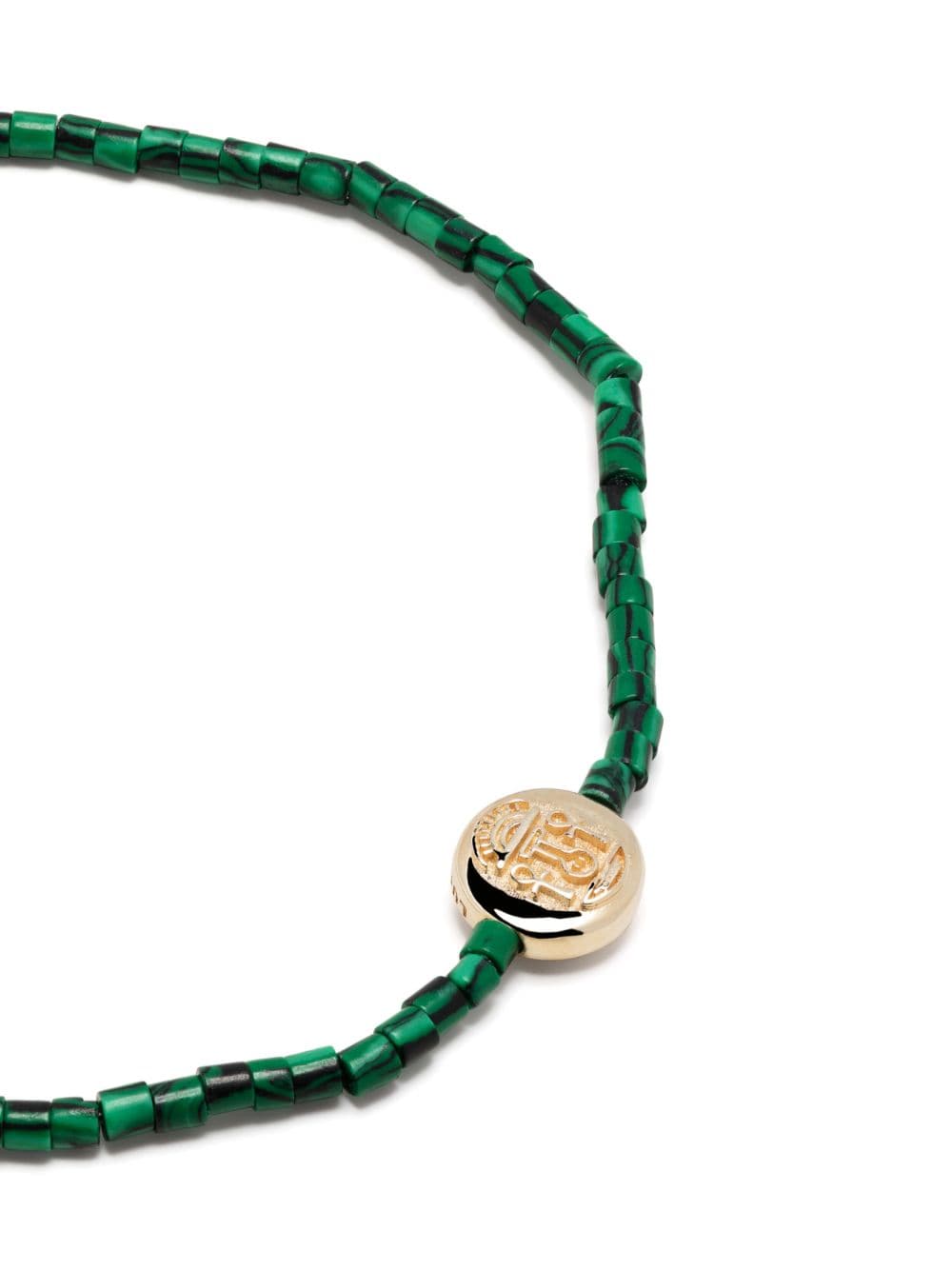 Shop Luis Morais 14kt Yellow Gold Good Luck Beaded Bracelet In Green