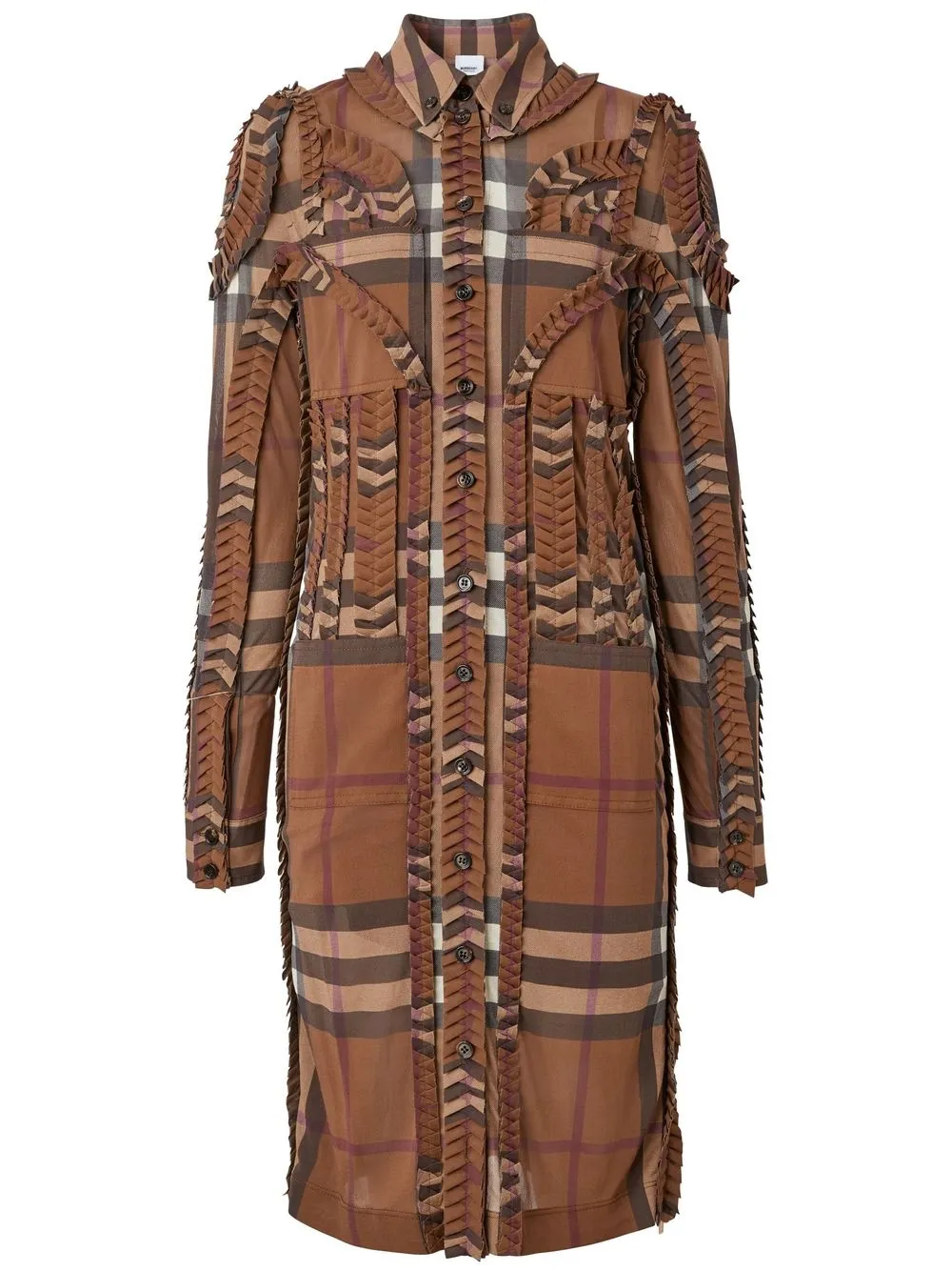 

Burberry Pleated Check stretch-jersey shirt dress - Brown