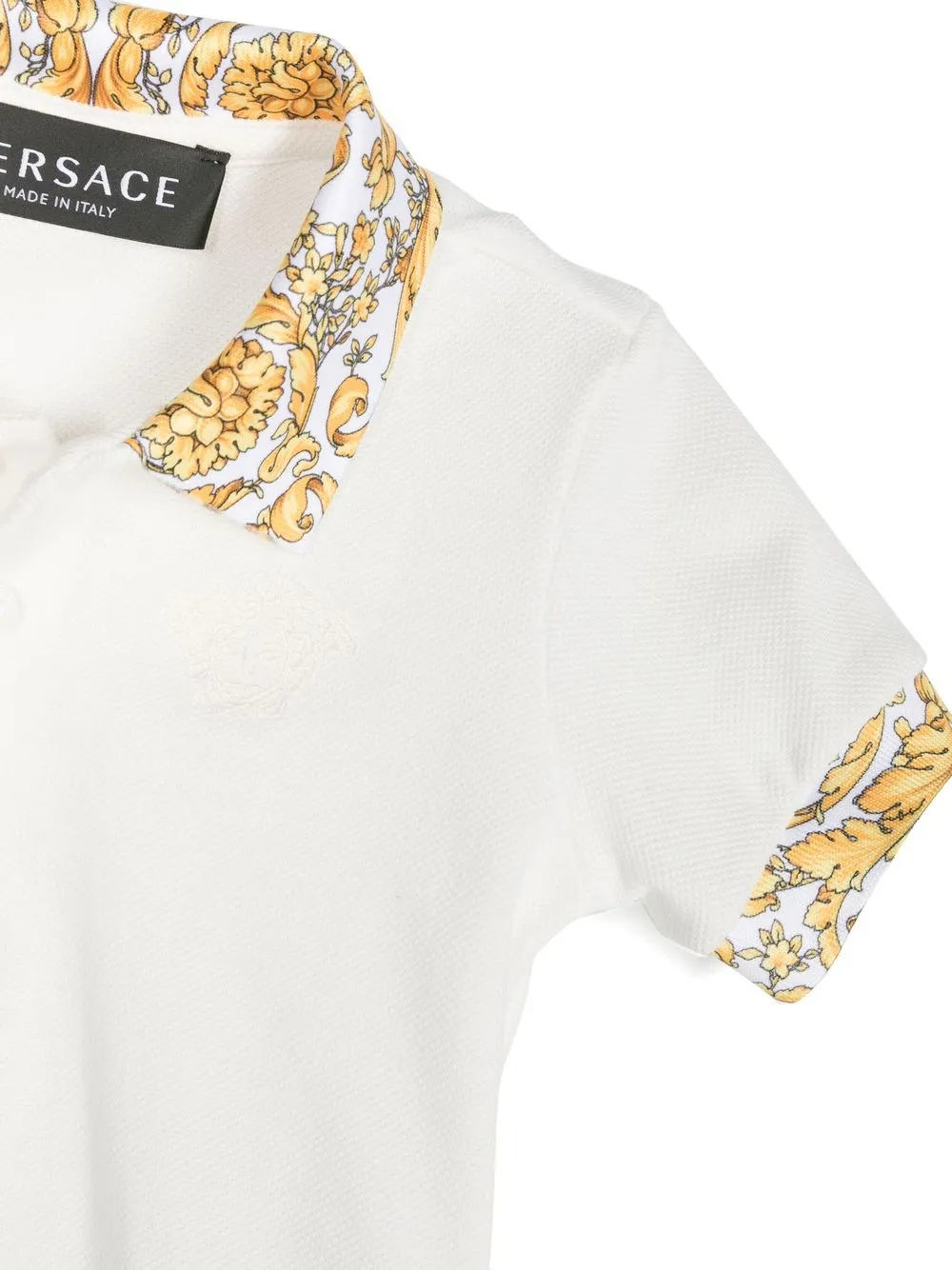 Versace Baby Boys Ivory & Gold Barocco Polo Shirt In White