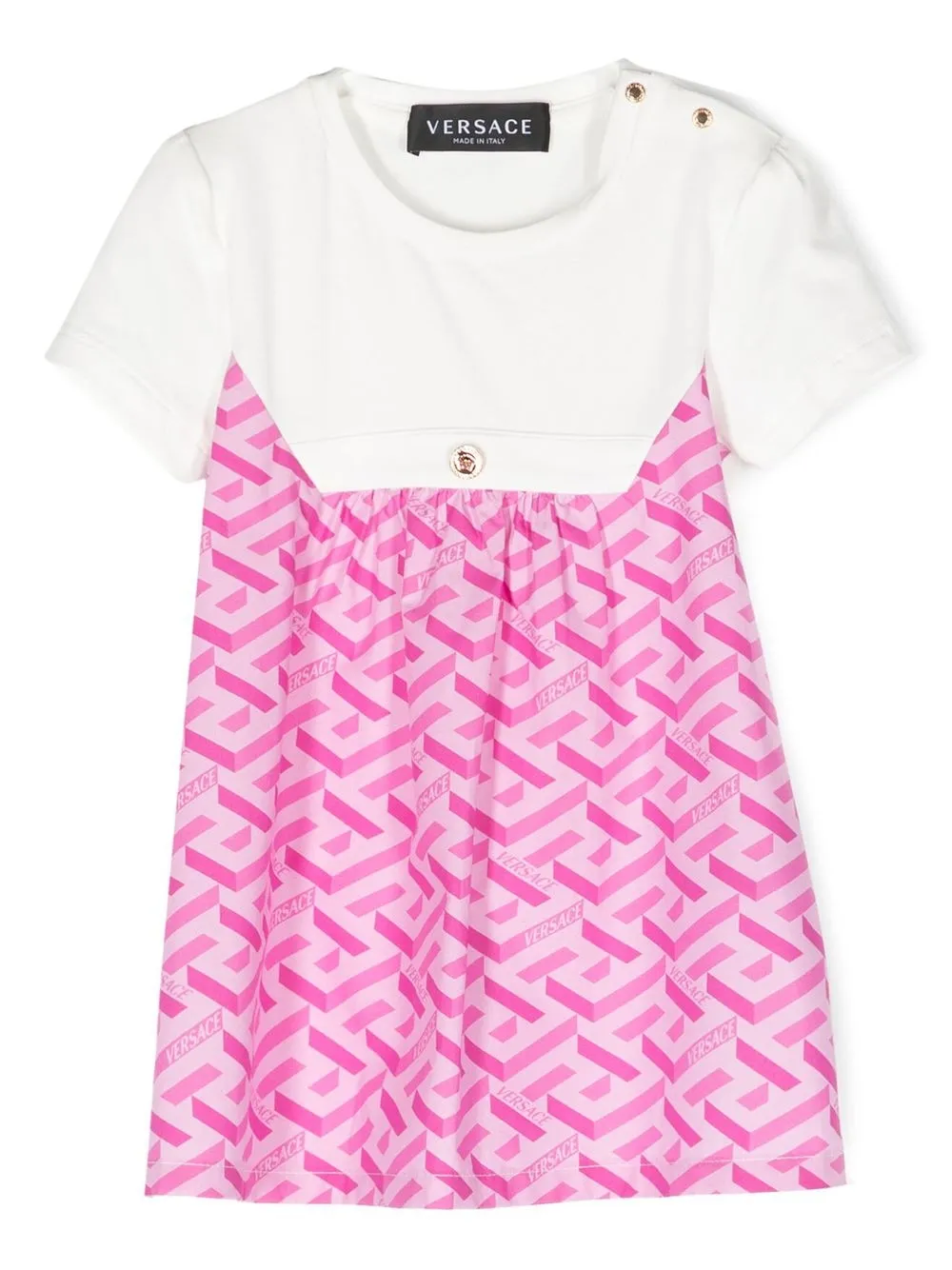 

Versace Kids monogram-print panel dress - White