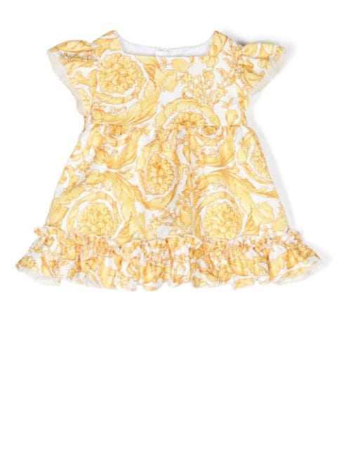 Versace Kids - baroque-print ruffle dress