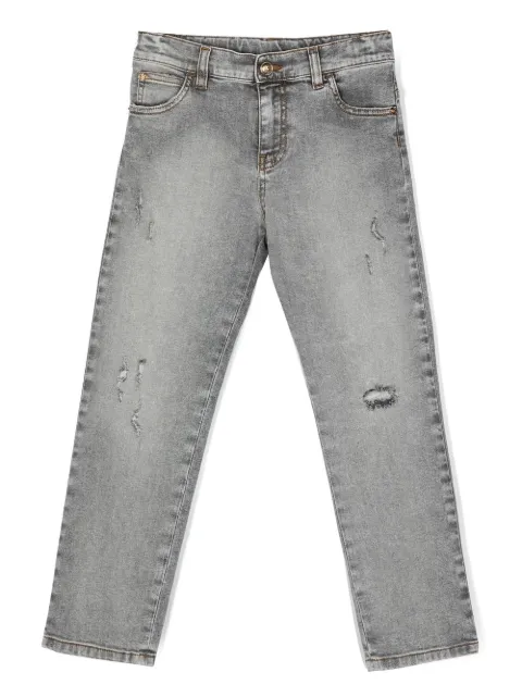 Versace Kids logo-patch straight-leg jeans