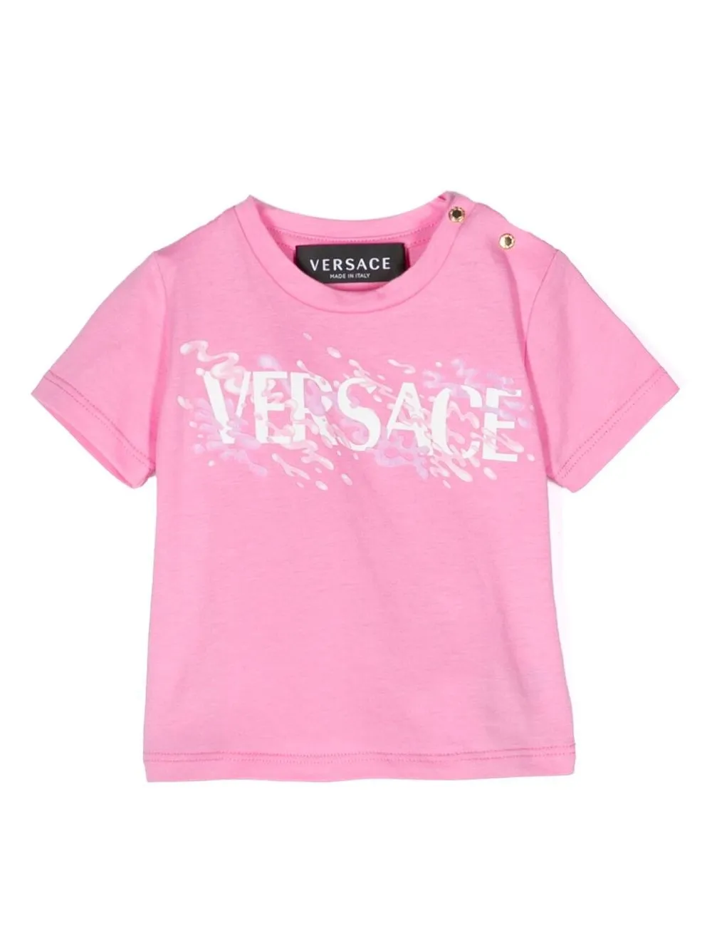 

Versace Kids logo-print button-up T-shirt - Pink