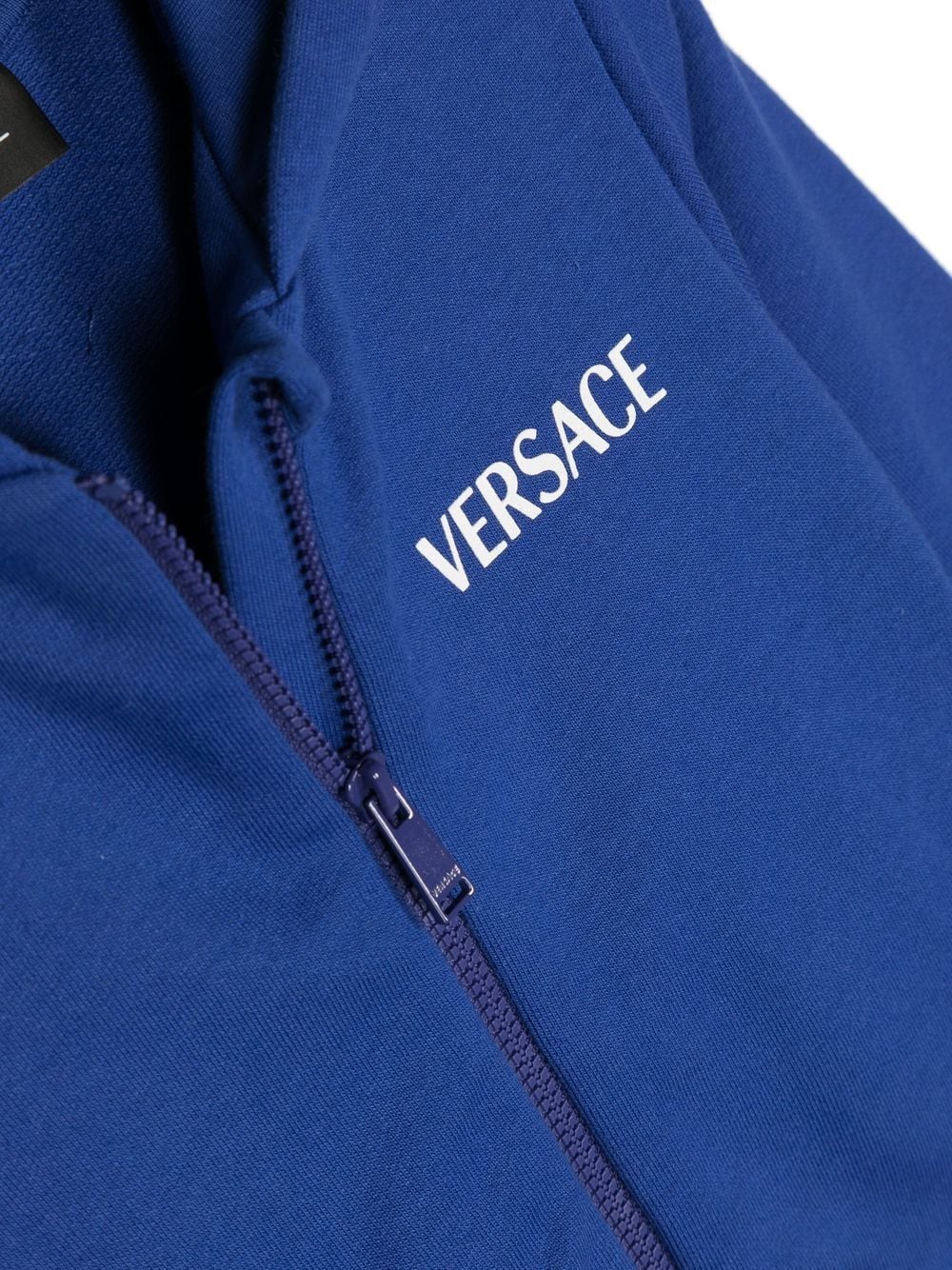 Shop Versace Logo-print Hoodie In Blue