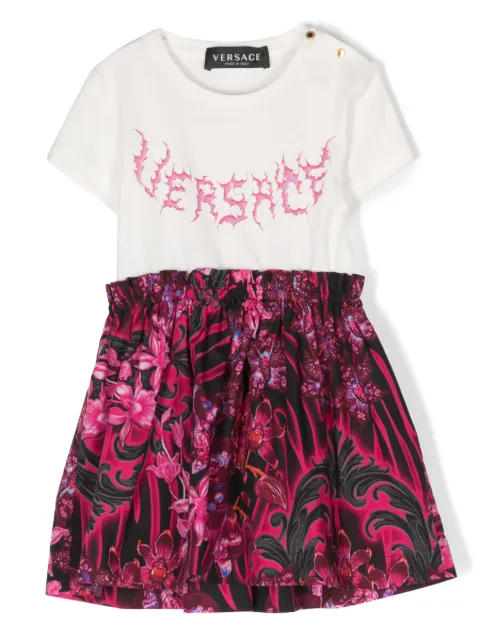 Versace Kids logo-print layered T-shirt dress