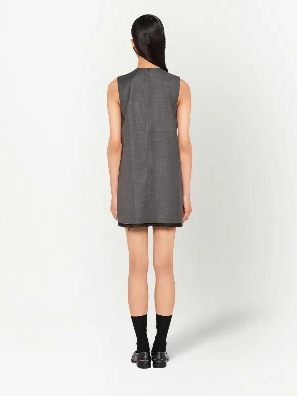 Miu Miu Grisaille logo-embroidered Mini Dress | Grey | FARFETCH