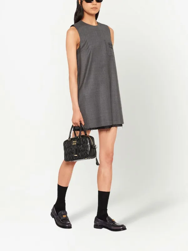 ワンピース Miu Miu Grisaille dress Miu Miu Grisaille logo-embroidered Mini Dress | Grey | FARFETCH