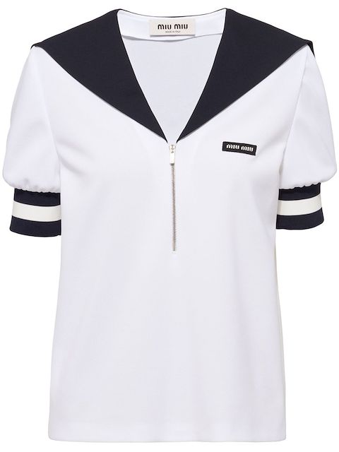 Miu Miu sailor-collar piqué blouse