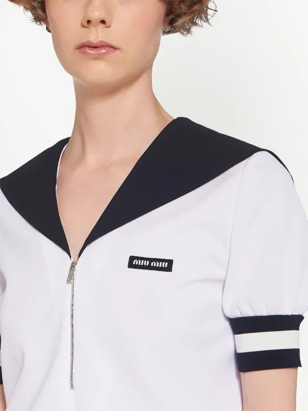 Miu Miu sailor-collar Piqué Blouse - Farfetch