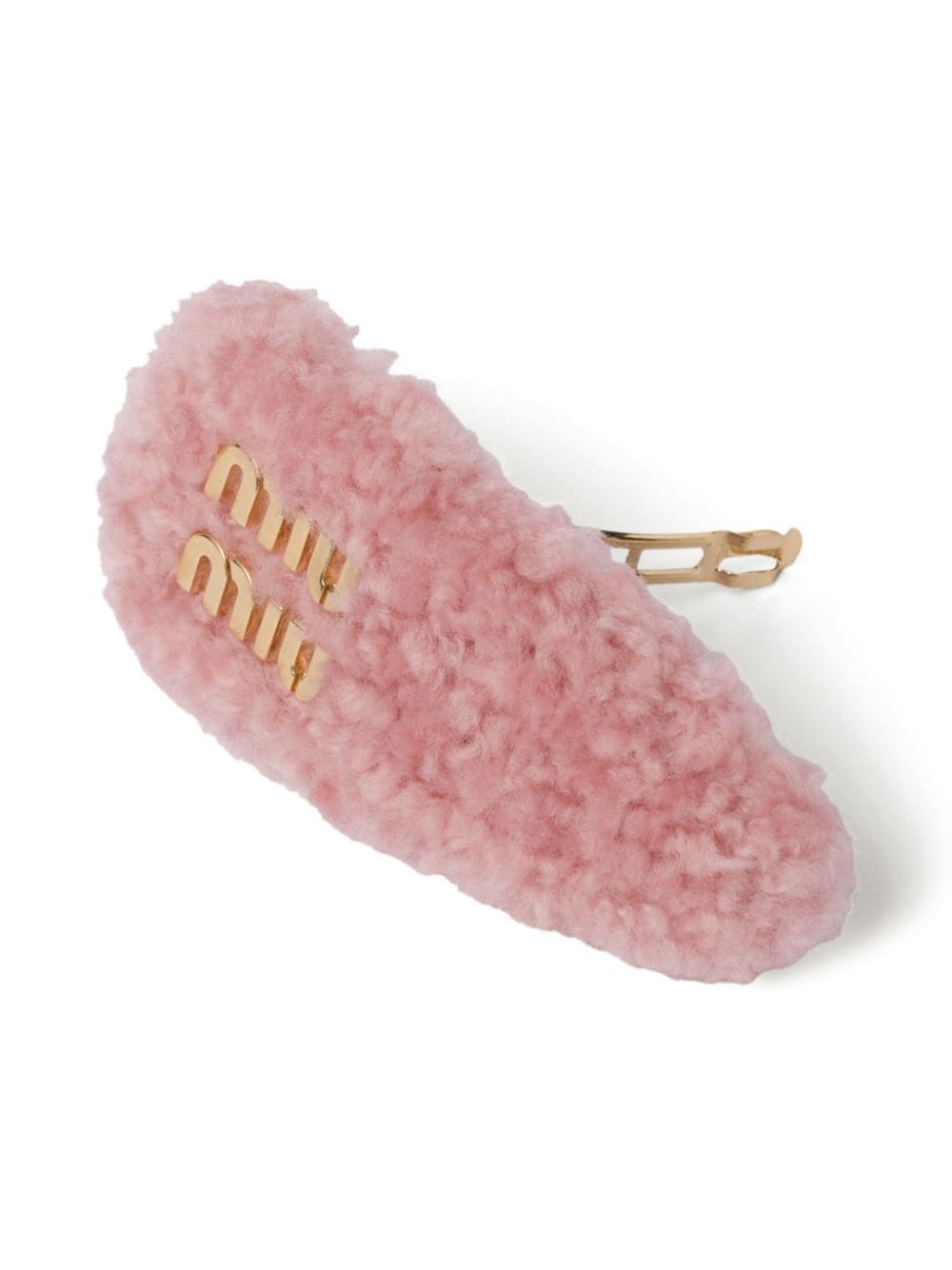 Shop Miu Miu Shearling Hair Clip In 粉色