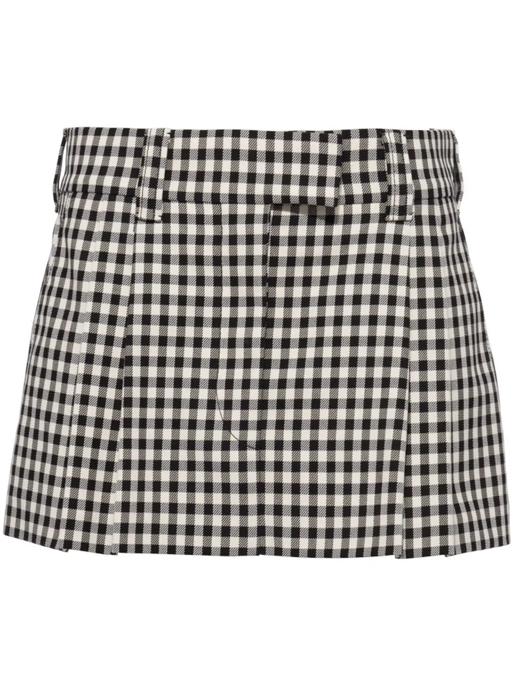 Miu Miu Gingham Check Skirt In Black