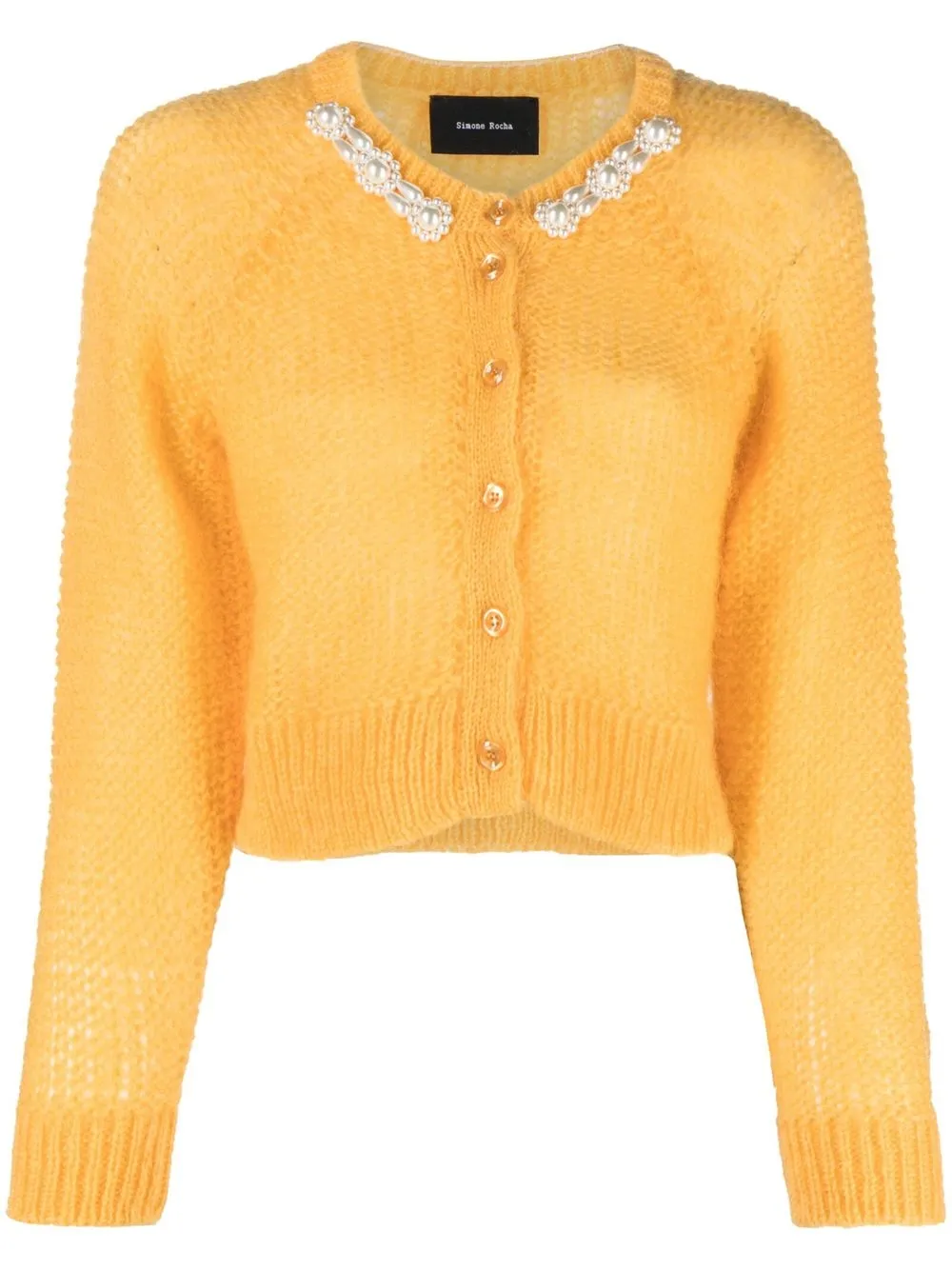 

Simone Rocha pearl-embellished cropped cardigan - Orange