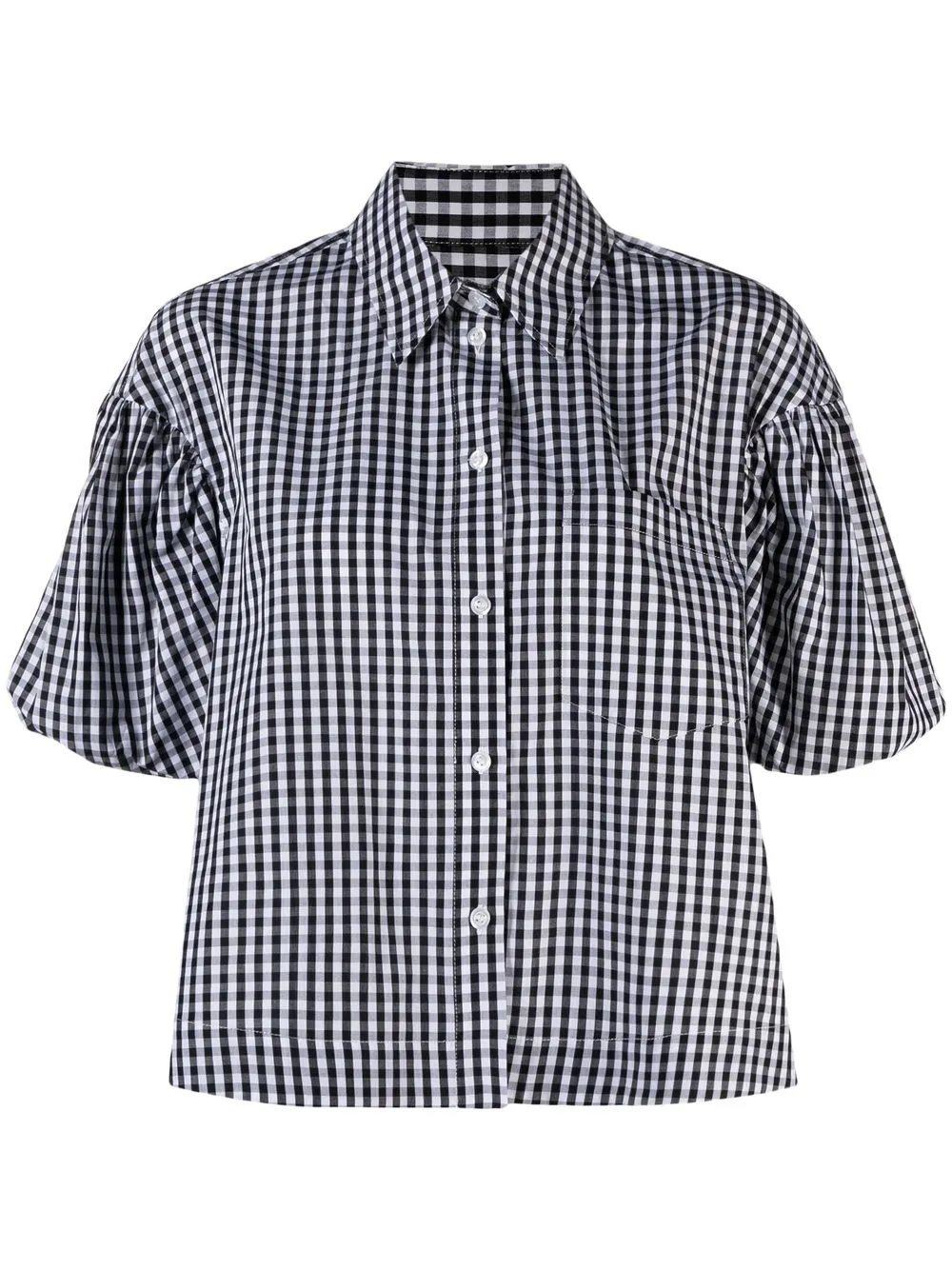 

Simone Rocha gingham-check puff-sleeve cotton shirt - Black