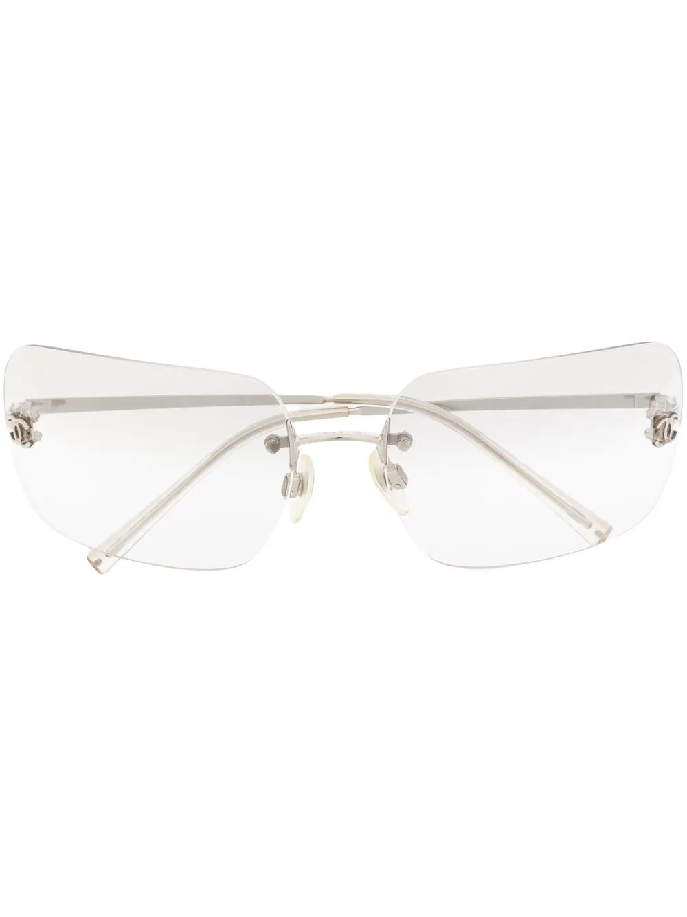 

Chanel Pre-Owned 1990-2000s gradient grey logo sunglasses - Silver