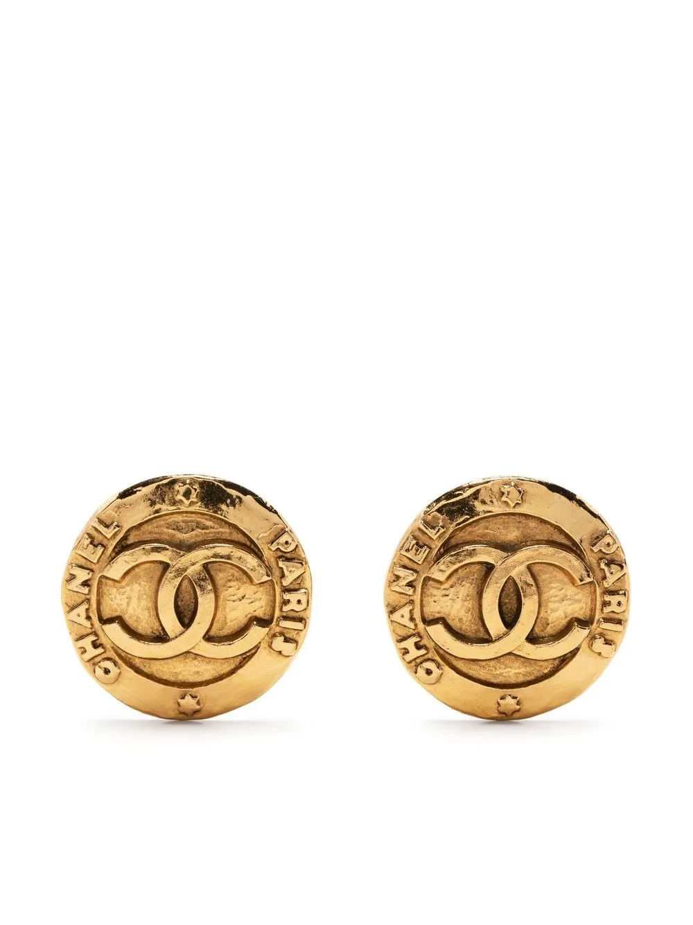 

CHANEL Pre-Owned 1993 CC round clip-on earrings - Gold