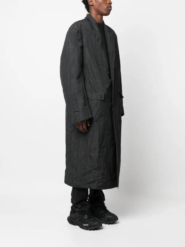 Balenciaga チェック トレンチコート | グレー | FARFETCH JP