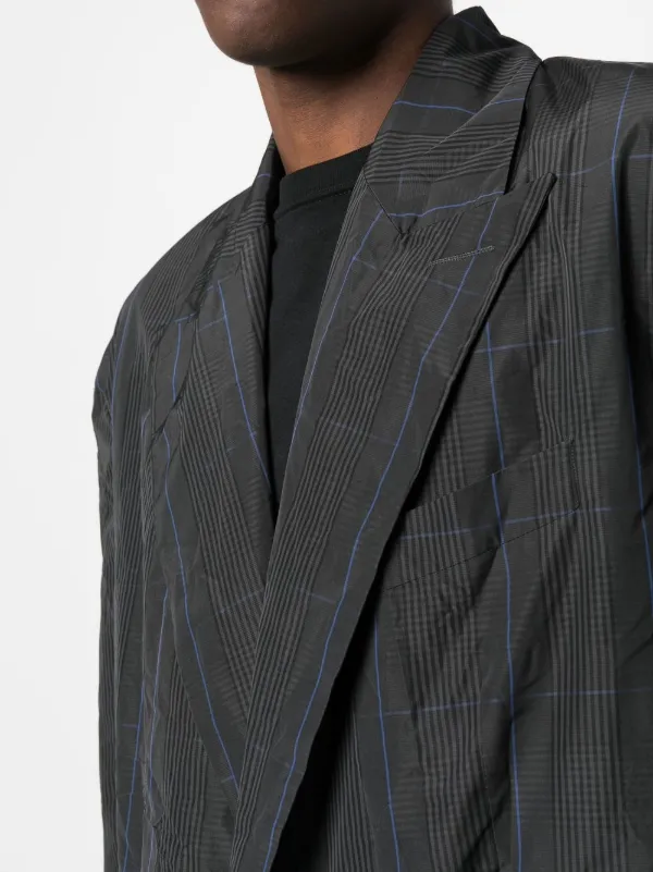 Balenciaga Prince Of Wales Check Trench Coat | Grey | FARFETCH