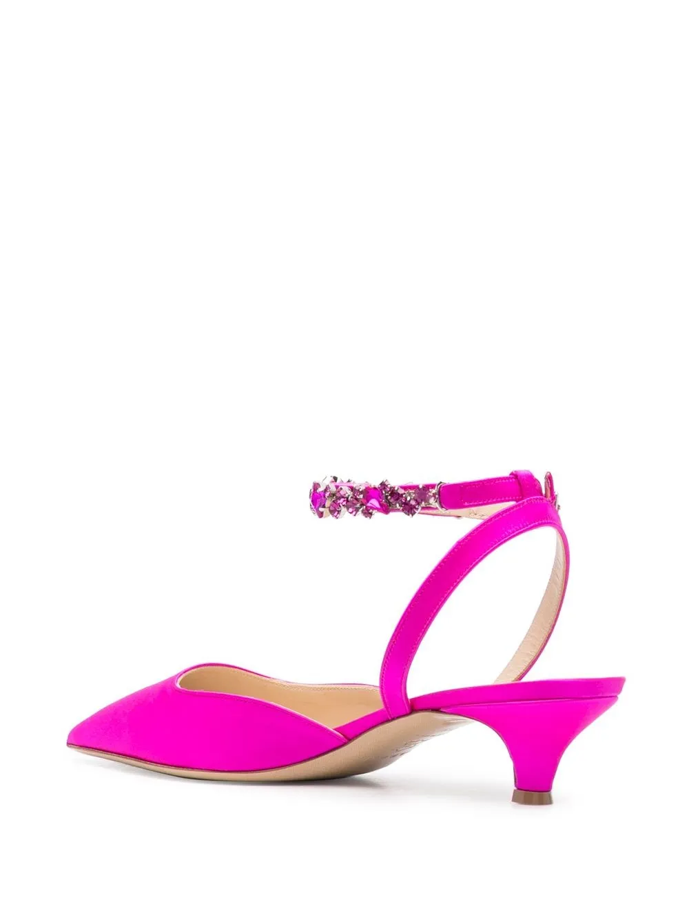 Shop P.a.r.o.s.h 50mm Satin Crystal-detail Pumps In Pink