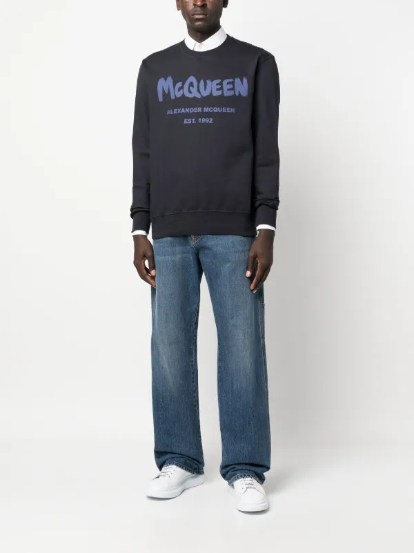 alexander mcqueen ロゴ グラフィティ 長袖Tシャツ黒カットソー alexander mcqueen ロゴ グラフィティ 長袖Tシャツ黒カットソー