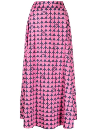 Pink love heart outlet midi skirt