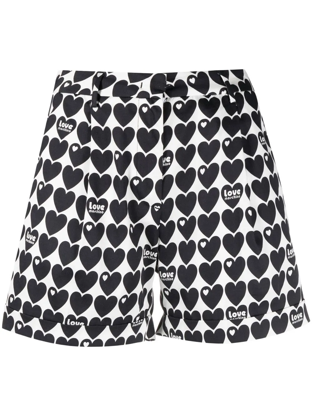 

Love Moschino hear-print tailored shorts - White