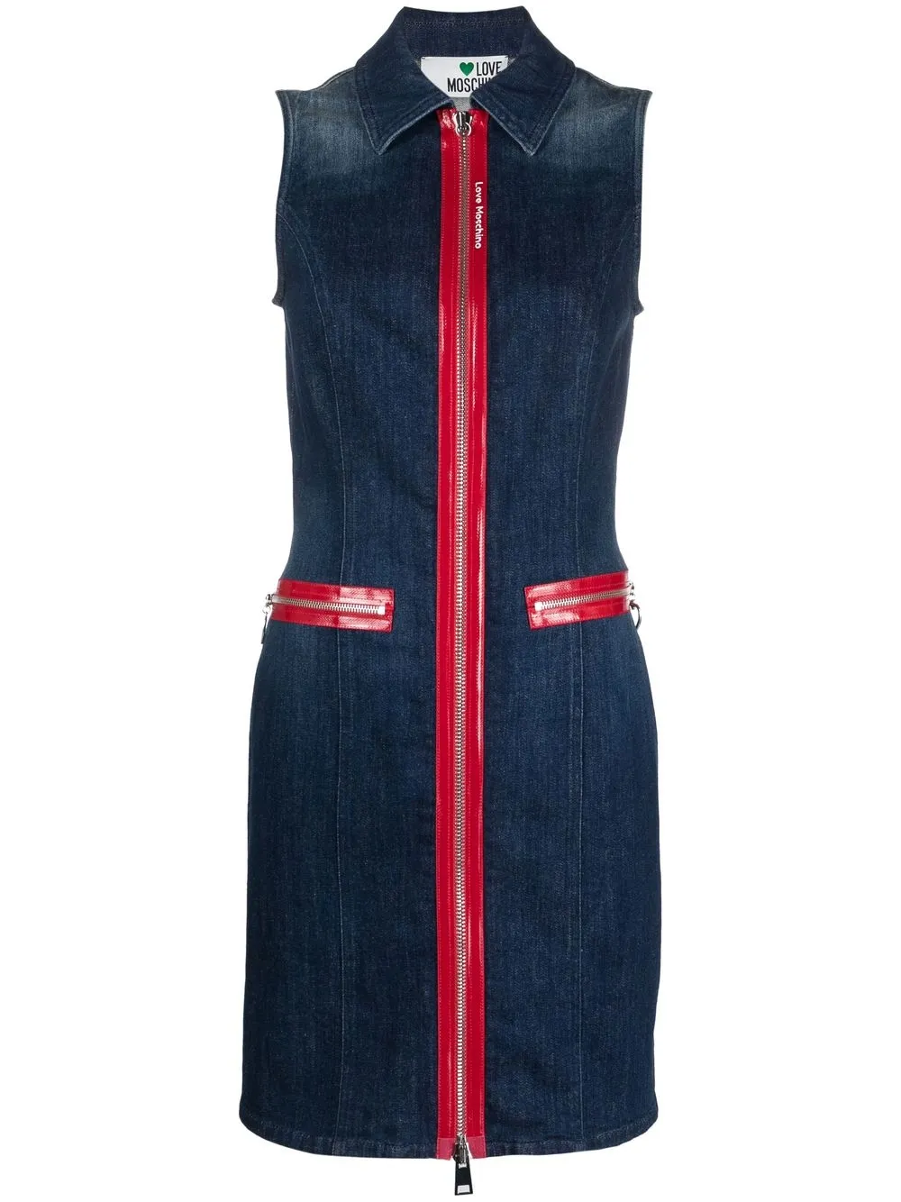 

Love Moschino contrast-trim denim dress - Blue