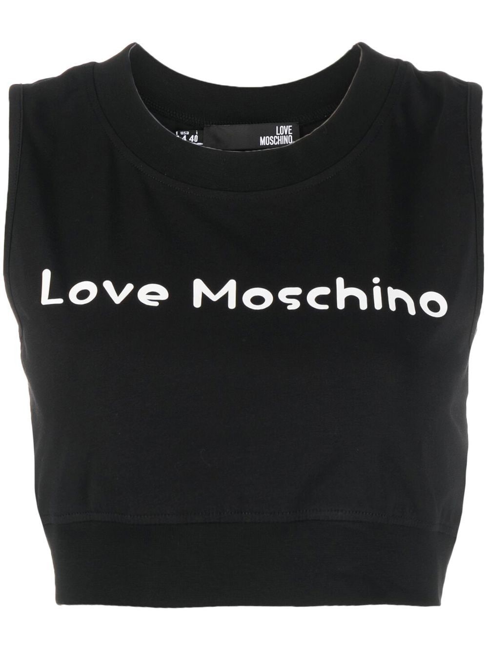 Melbourne kruipen Brouwerij Love Moschino logo-print Cropped Top - Farfetch