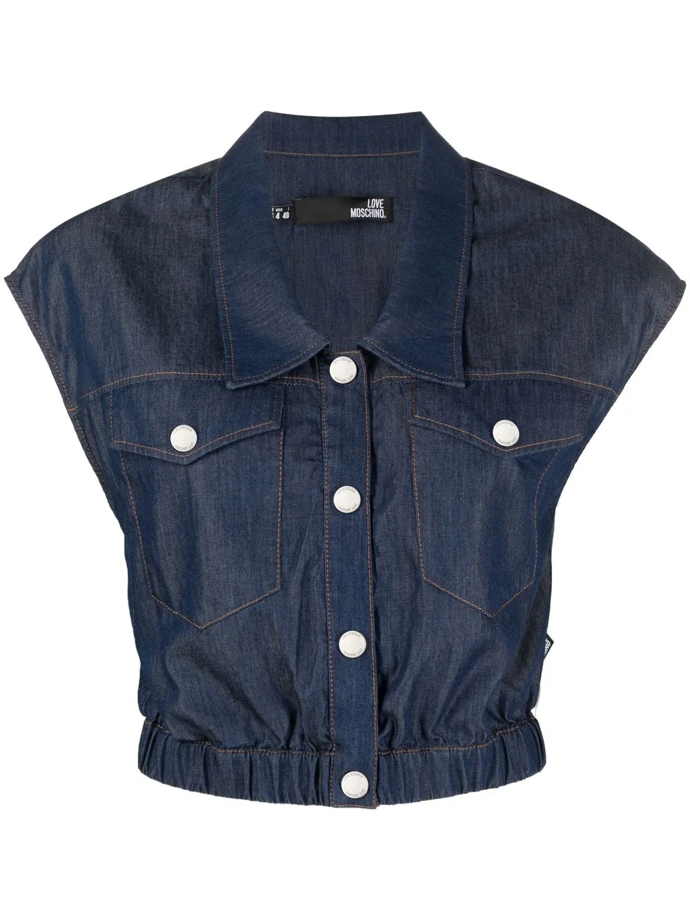 

Love Moschino sleeveless denim button-up top - Blue