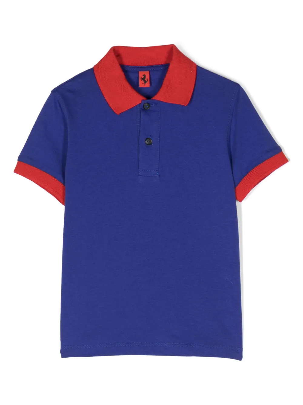 Ferrari Logo-embroidered Cotton Polo Shirt In Blau