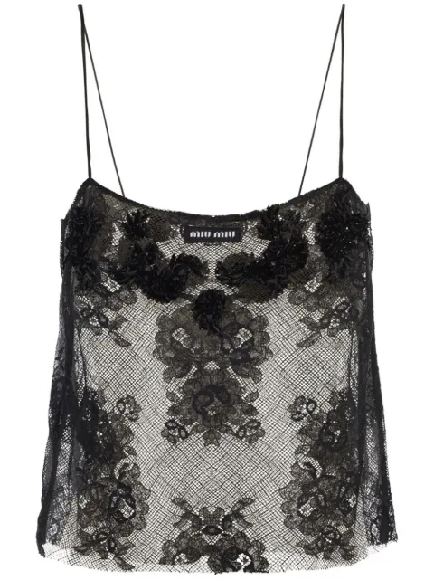 Miu Miu embroidered lace crop top