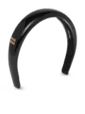 Miu Miu logo-plaque leather headband - Black
