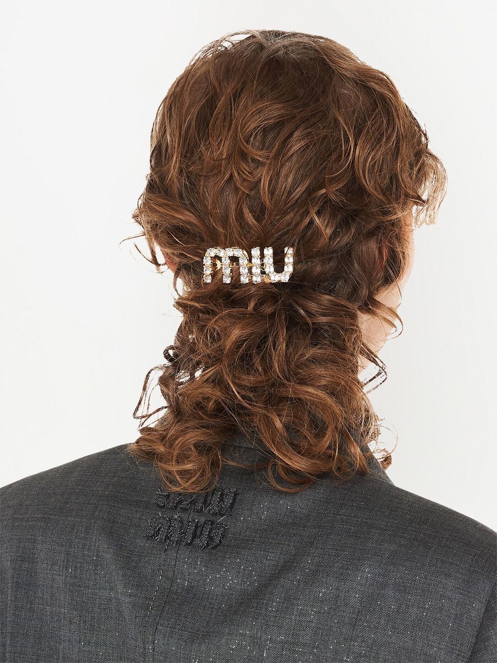 Shop Miu Miu Crystal-embellished Hair Clip In Gold