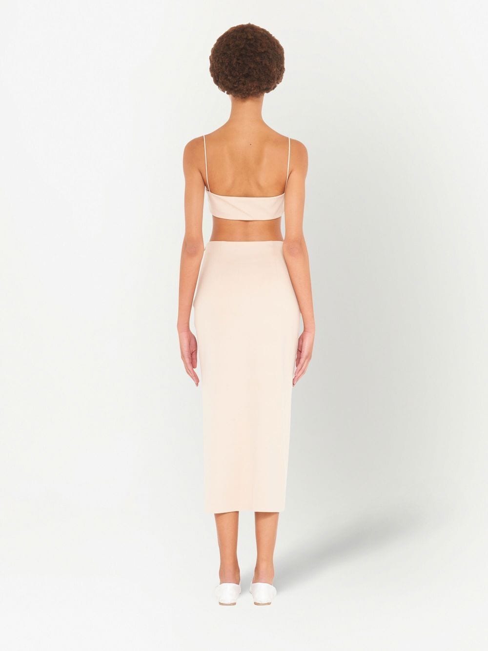Shop Miu Miu High-waist Midi Skirt In Neutrals