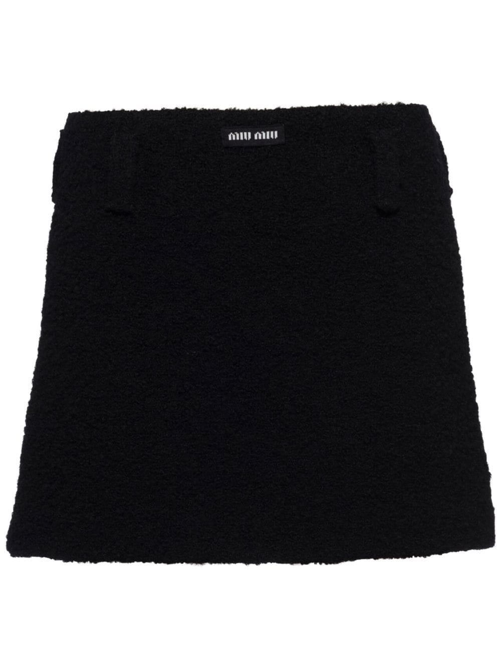 

Miu Miu logo-patch bouclé miniskirt - Black