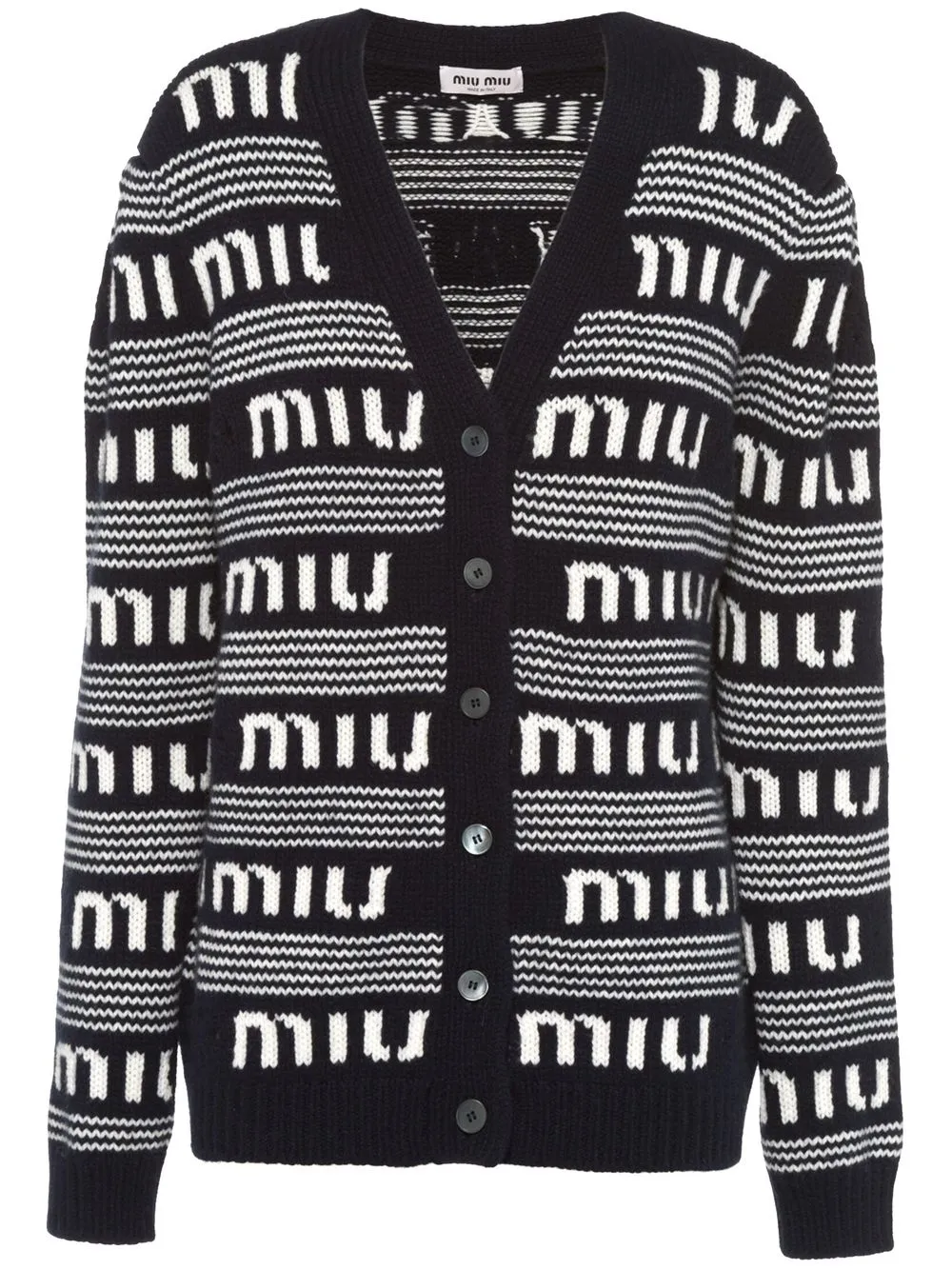 Miu Miu Intarsia knit-logo Cardigan - Farfetch