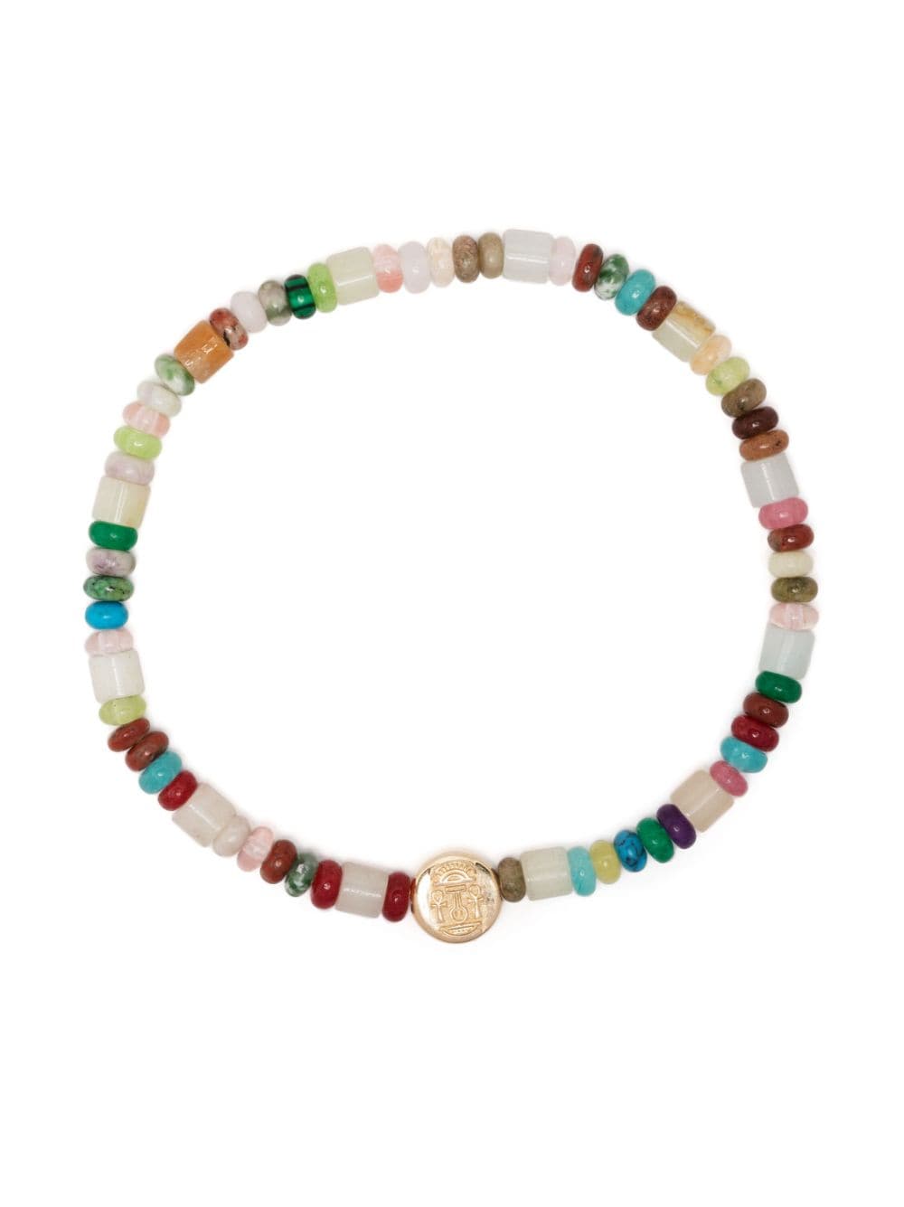 Shop Luis Morais 14kt Yellow Gold Good Luck Beaded Bracelet In Multicolour