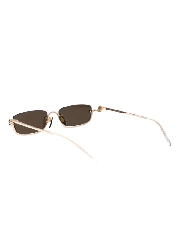 Gucci Eyewear Óculos De Sol Retangular Slim | Dourado | FARFETCH BR