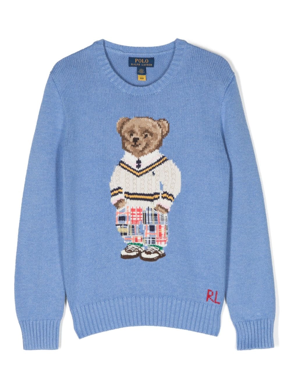 Ralph Lauren Kids' Graphic-knit Cotton Jumper In Blue