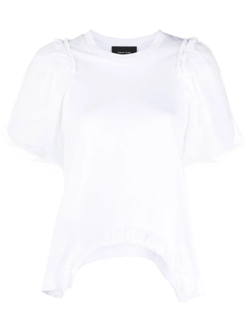 

Simone Rocha playera asimétrica con detalle de volantes - Blanco