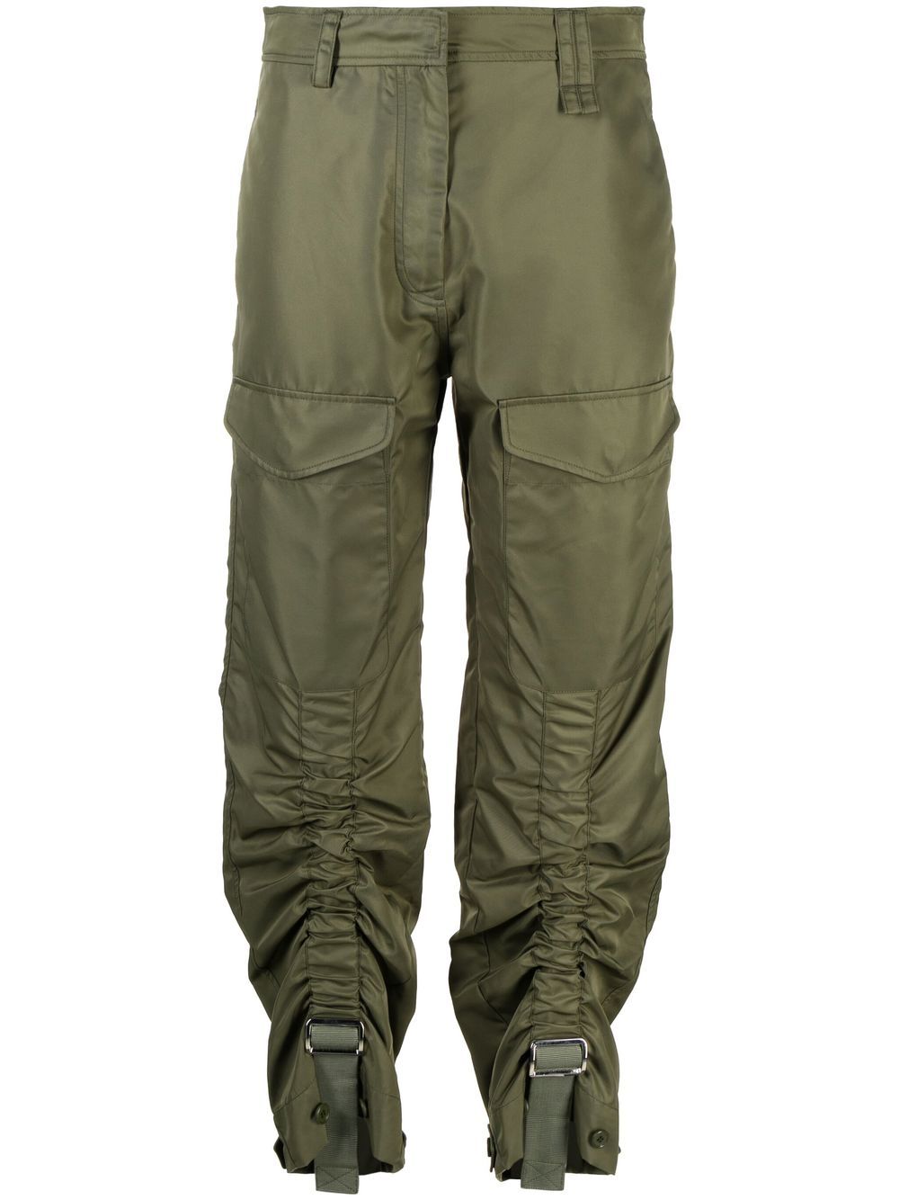 Green Gathered Detail Cargo Trousers