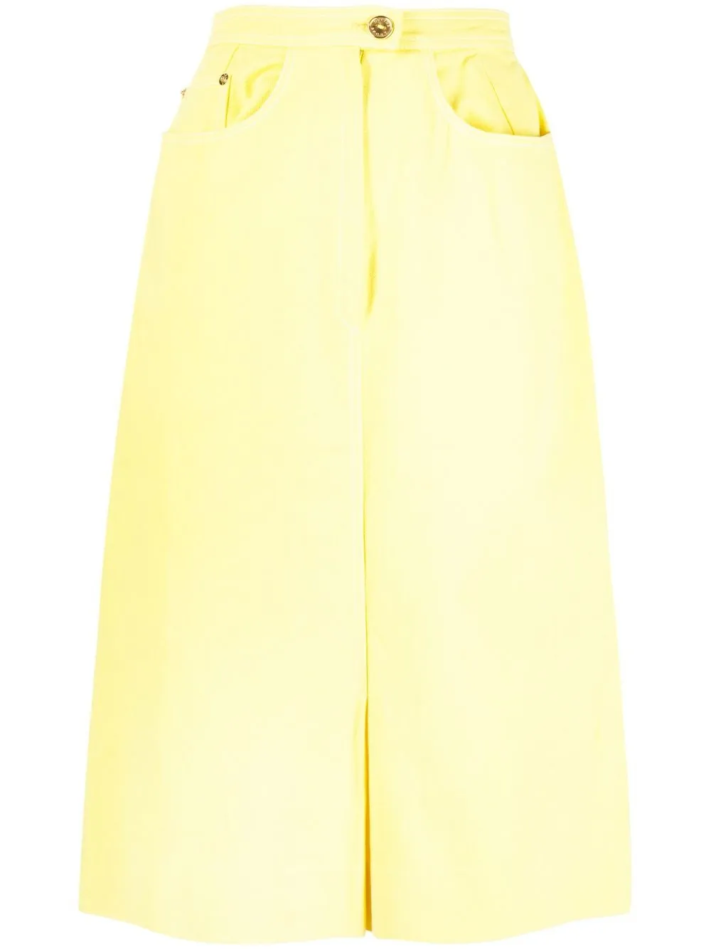

Céline Pre-Owned 1990-2000s pre-owned logo-embroidered denim skirt - Yellow