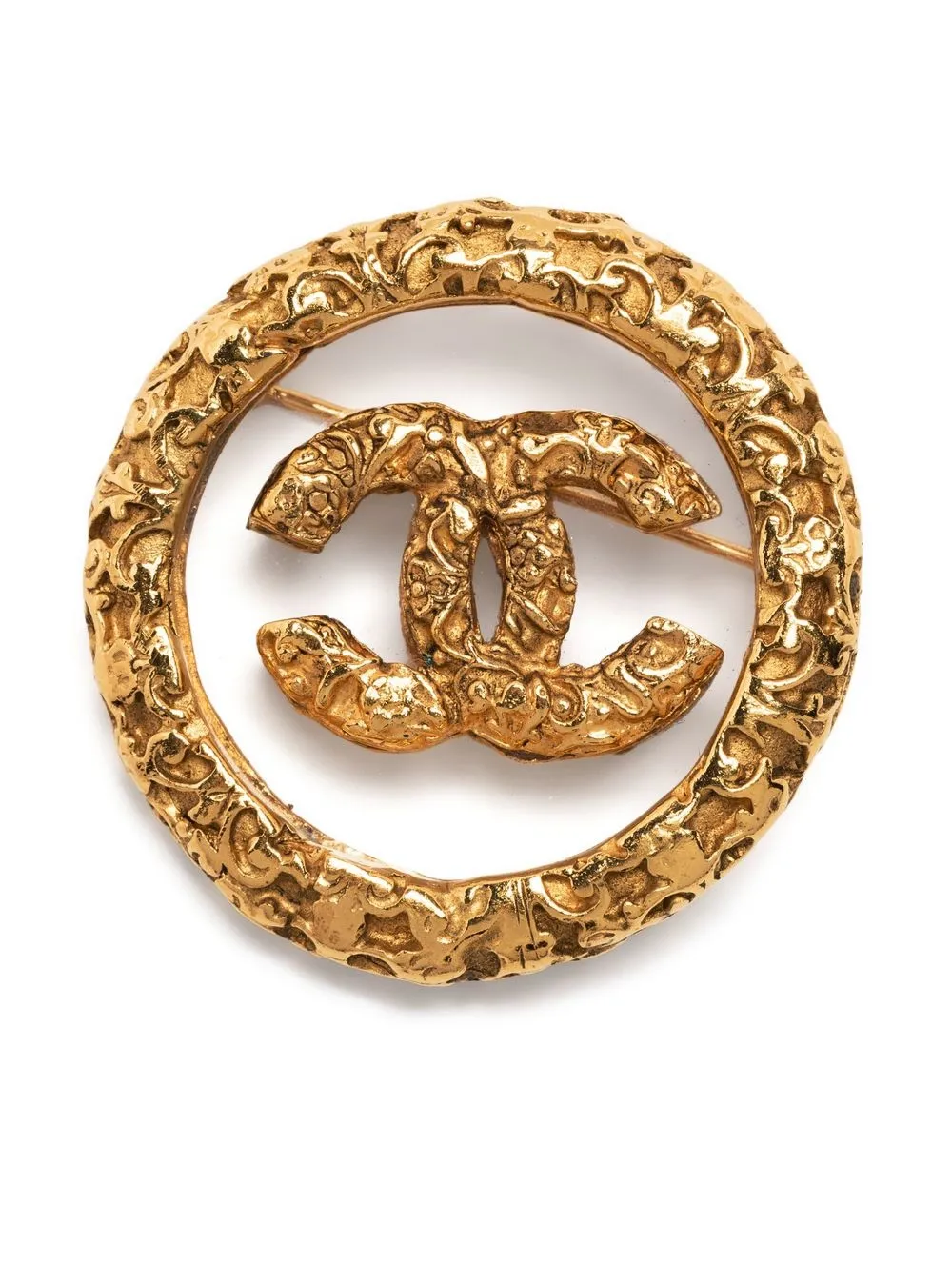 

Chanel Pre-Owned 2003 CC round brooch - Gold