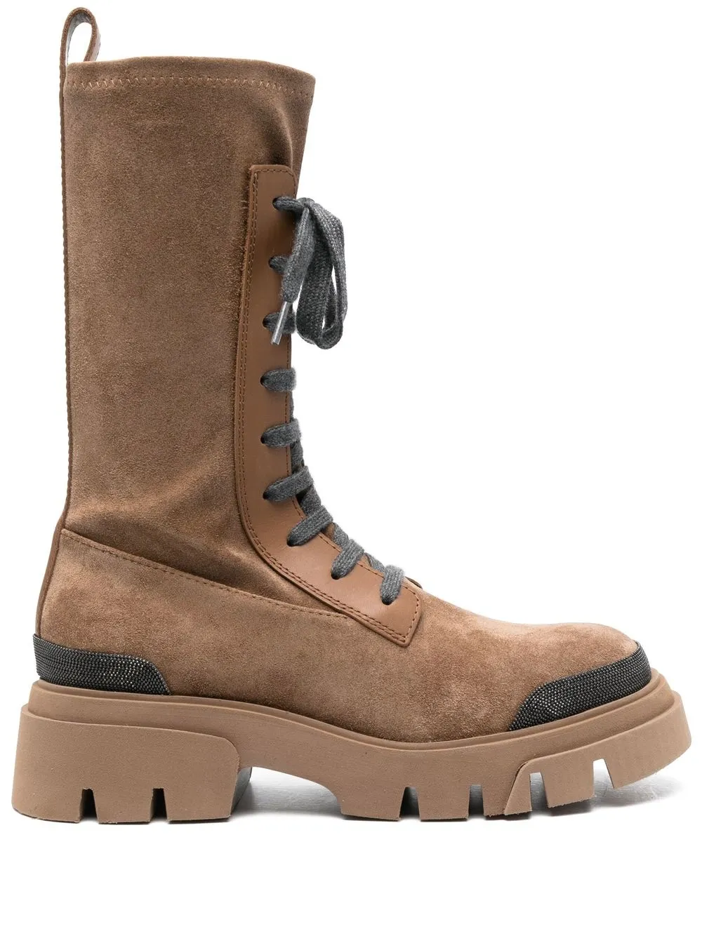 

Brunello Cucinelli suede lace-up boots - Brown