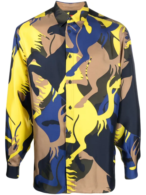 Ferrari Camouflage logo print Shirt Blue FARFETCH IE