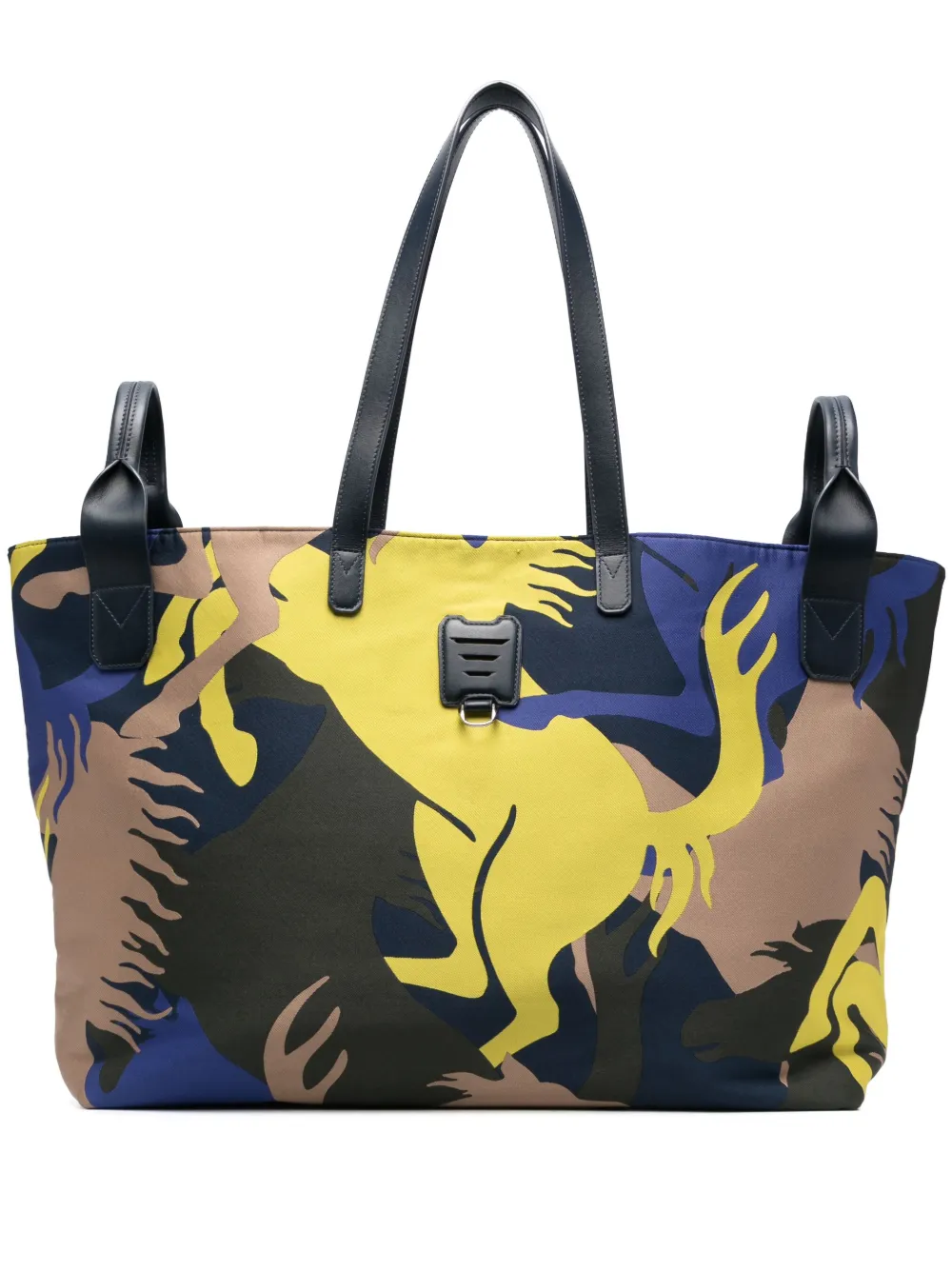 Ferrari Prancing Horse-pattern leather holdall bag - Yellow